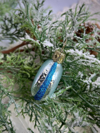 Inge Glas Стеклянная елочная игрушка Голубой макарон, 5,5 см