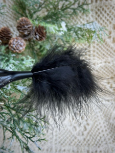 Inge Glas Стеклянная елочная игрушка на прищепке Черная птица с длинным хвостом, размер - 10,5 см