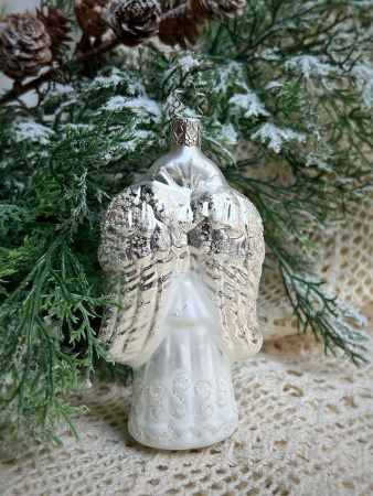 Inge Glas Стеклянная елочная игрушка Ангел с кристаллами Swarowski, размер - 13 см