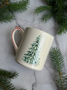 Gien Filet Noel Кружка, объем - 255 мл, цвет - белый, зеленый, красный