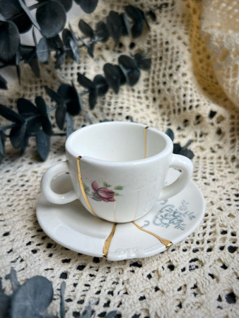 Seletti Kintsugi Фарфоровая кофейная пара для эспрессо, цвет - белый, красный, синий, золотой