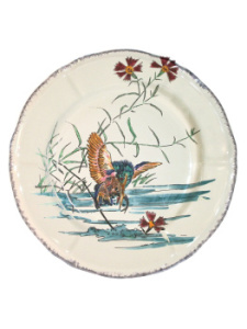 Gien Grands Oiseaux Десертная тарелка с рисунком Kingfisher (Зимородок), диаметр - 26,3 см