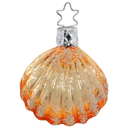 Inge Glas Стеклянная елочная игрушка Морская ракушка c кристаллом, размер - 6 см