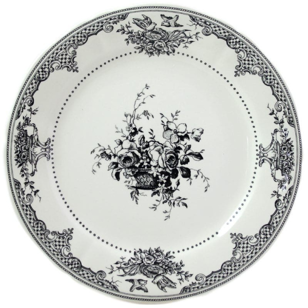 Gien Les Depareillees Десертная тарелка Цветы, диаметр - 23,2 см, цвет - белый, черный