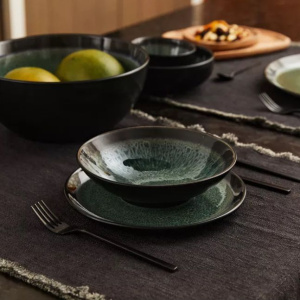 Pomax MIRHA ESMERALDA Глубокая тарелка для супа, диаметр - 18,8 см, черный, бирюзовый
