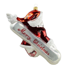 Mysteria Стеклянная елочная игрушка Дед Мороз - Сноубордист, размер - 12 см