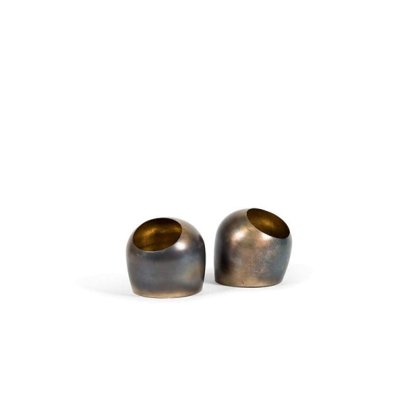 DekoCandle Металлический подсвечник, 18х17 см, состаренный серебряный/золотой