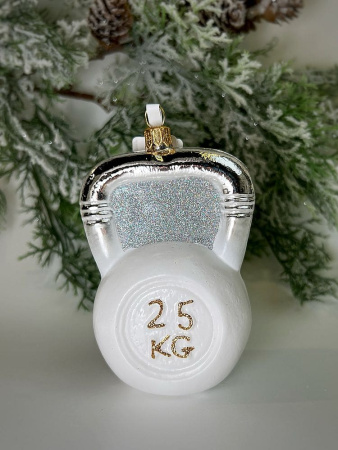 Kruzel Стеклянная елочная игрушка ручной работы Гиря 25 кг - 11 см