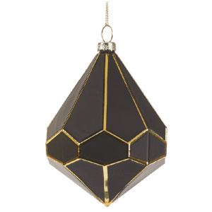 Goodwill Стеклянная елочная игрушка Черный кристалл, размер - 13 см, цвет - черный, золотой