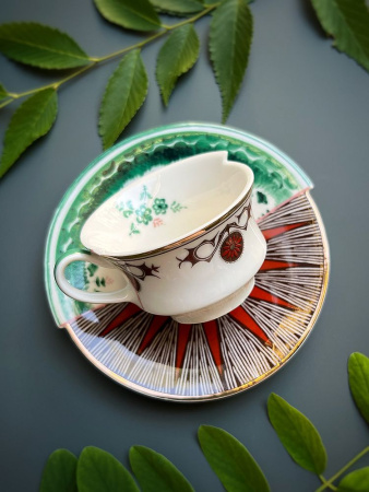 Seletti Hybrid Chucuito Фарфоровая кофейная пара для эспрессо, цвет - коричневый, изумрудный