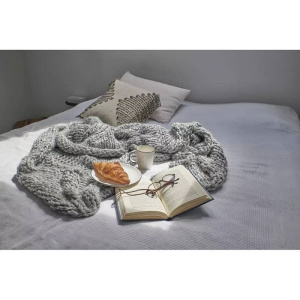 Pomax Nittu Вязаный плед, 150х125 см, белый/черный