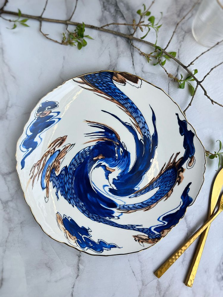 Seletti Classics on Acid Тарелка для основного блюда Imari Dragon, диаметр - 28 см, белый, синий