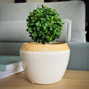 Boltze Tia Керамическое кашпо, 17х17х13 см, белый/бежевый