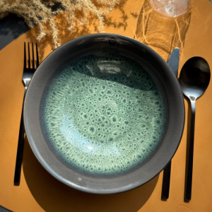 Pomax MIRHA ESMERALDA Глубокая тарелка для супа, диаметр - 18,8 см, черный, бирюзовый