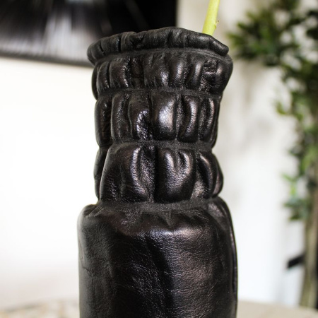 DAAN Design Кожаная ваза, 30 см, черный блестящий