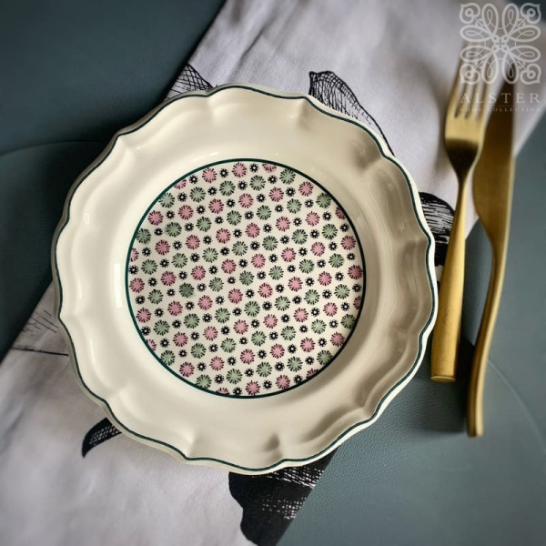 Gien Dominote Десертная тарелка с узором Artifices, диаметр - 23,2 см, цвет - белый, зеленый