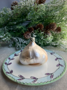 Inge Glas Стеклянная елочная игрушка Чеснок, размер - 6 см
