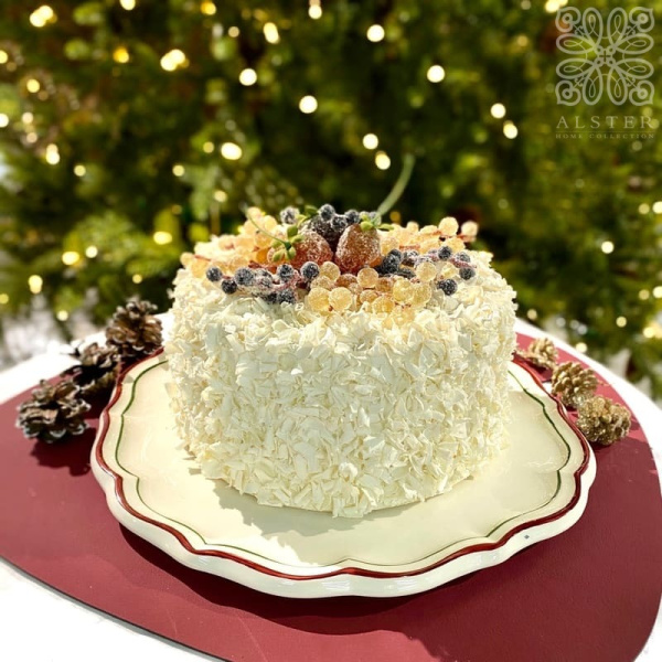 Gien Filet Noel Тарелка для торта, диаметр - 31,7 см, цвет - белый, зеленый, красный
