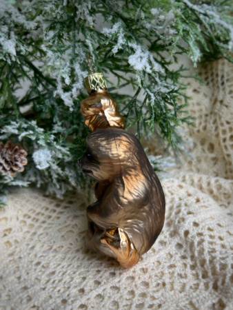 Inge Glas Стеклянная елочная игрушка Ленивец, размер - 11,5 см