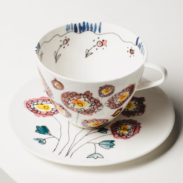 Serax Marni Midnight Flowers Набор из 2-х кофейных пар с рисунком Anemone Milk MF, объем - 200 мл