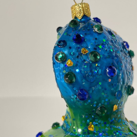 Impuls Стеклянная елочная игрушка Змея с кристаллами, размер - 8 см, цвет - синий