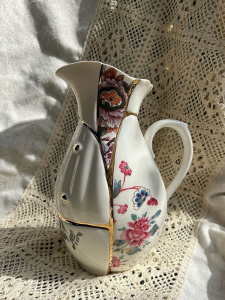 Seletti Kintsugi Фарфоровый кувшин для напитков, размеры: 19х14,5х25,5h см, цвет - белый, золотой
