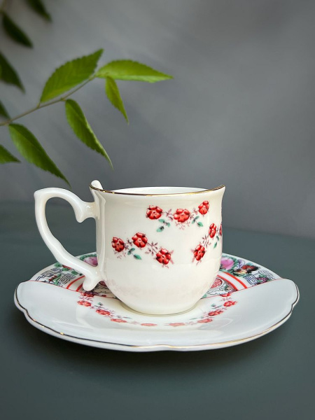 Seletti Hybrid Tamara Фарфоровая кофейная пара для эспрессо, цвет - белый, разноцветный