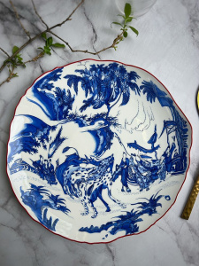 Seletti Classics on Acid Тарелка для основного блюда Blue Chinoiserie, диаметр - 28 см, белый, синий