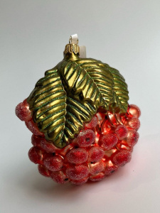 Kruzel Стеклянная елочная игрушка Рябина, высота - 11 см