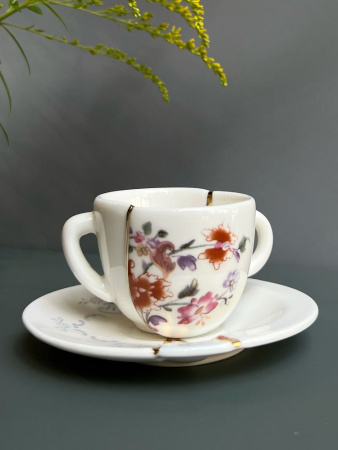 Seletti Kintsugi Фарфоровая кофейная пара для эспрессо, цвет - белый, красный, синий, золотой