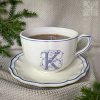 Gien Filet Bleu Monogramme Чайная пара с буквой К, объем - 450 мл, цвет - белый, синий