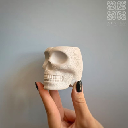 Qeeboo Mexico Grey Портативное зарядное устройство - череп, с USB-входом, белый