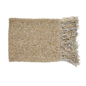 Pomax Sophia Плед с бахрамой, 155х125 см, бежевый