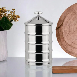 Alessi Kalisto 3 Металлическая емкость для хранения сыпучих продуктов, размеры: 11х11х21h см, сталь