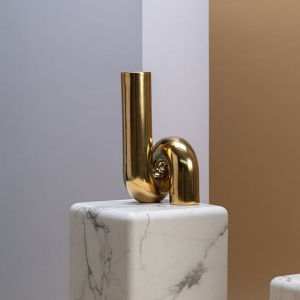 Pols Potten Yourtube Gold Керамическая ваза, размеры: 20х20х37h см, цвет - золотой