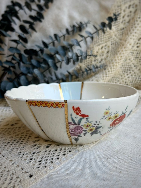 Seletti Kintsugi Салатник, размеры: 19х19х7,2 см, цвет - белый, разноцветный, золотой