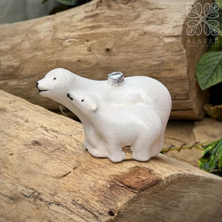 Inge Glas Magic Стеклянная елочная игрушка Полярная медведица с медвежонком, размер - 10 см