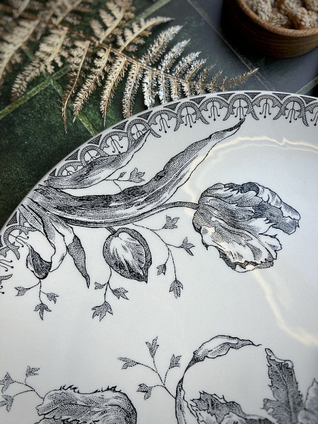 Gien Tulipes Блюдо для торта, диаметр - 30 см, цвет - белый, черный