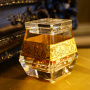 Moser Шкатулка хрустальная с позолоченым декором, 7х7х8 см, прозрачный/золотой
