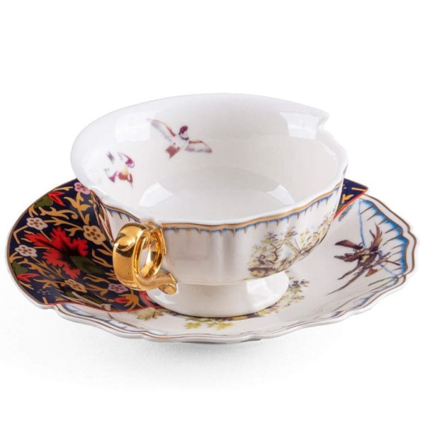 Seletti Hybrid Фарфоровая чайная пара Kannauj, 10,5х10,8х5,7 см, белый, черный, красный