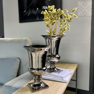 ShiShi Декоративная стеклянная ваза, высота - 31 см, цвет - серебряный