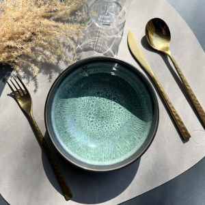 Pomax MIRHA ESMERALDA Керамическая пиала, диаметр - 16,3 см, цвет - черный, бирюзовый