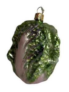 Kruzel Стеклянная елочная игрушка Пекинская капуста, высота - 7,5 см