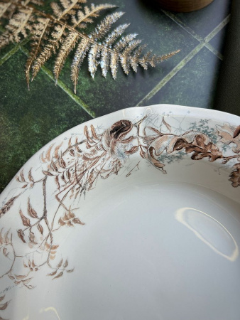 Gien Sologne Суповая тарелка, диаметр - 23 см, цвет - белый, коричневый