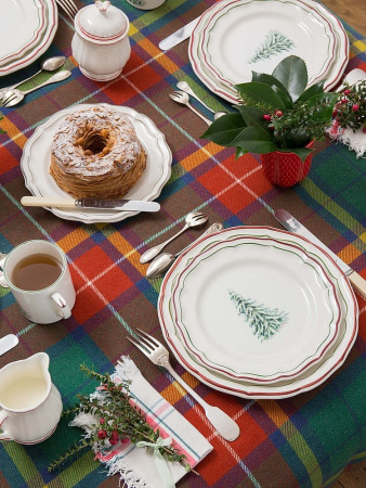 Gien Filet Noel Десертная тарелка, диаметр - 23,2 см, цвет - белый, зеленый, красный