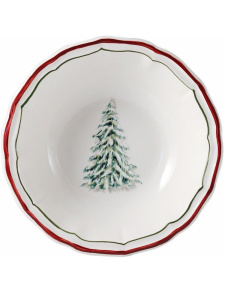 Gien Filet Noel Миска для хлопьев, объем - 350 мл, диаметр - 17 см, цвет - белый, зеленый, красный