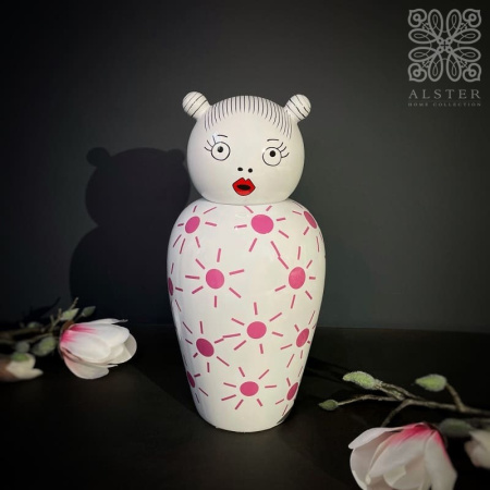 Seletti Le Canopie Декоративная ваза с крышкой Lula, размеры: 17,5х17,5х36,5 см, белый, розовый