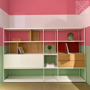 Now by Hulsta Стеллаж для книг и документов, 217,5х42х145 см, белый/коричневый