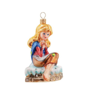 Mysteria Стеклянная елочная игрушка Девочка со спичками, ширина - 7,2 см, высота - 9,2 см