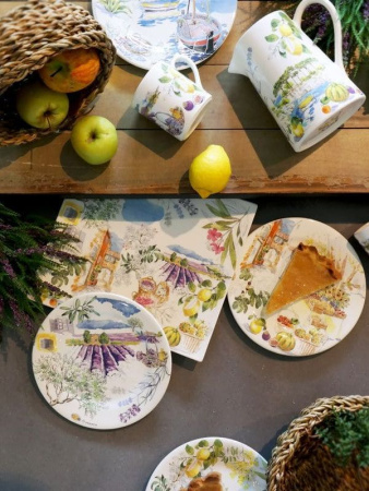 Gien Provence Десертная тарелка Провансальский рынок, диаметр - 22 см, цвет - белый, разноцветный